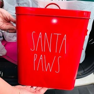 Rae Dunn Santa paws tin canister